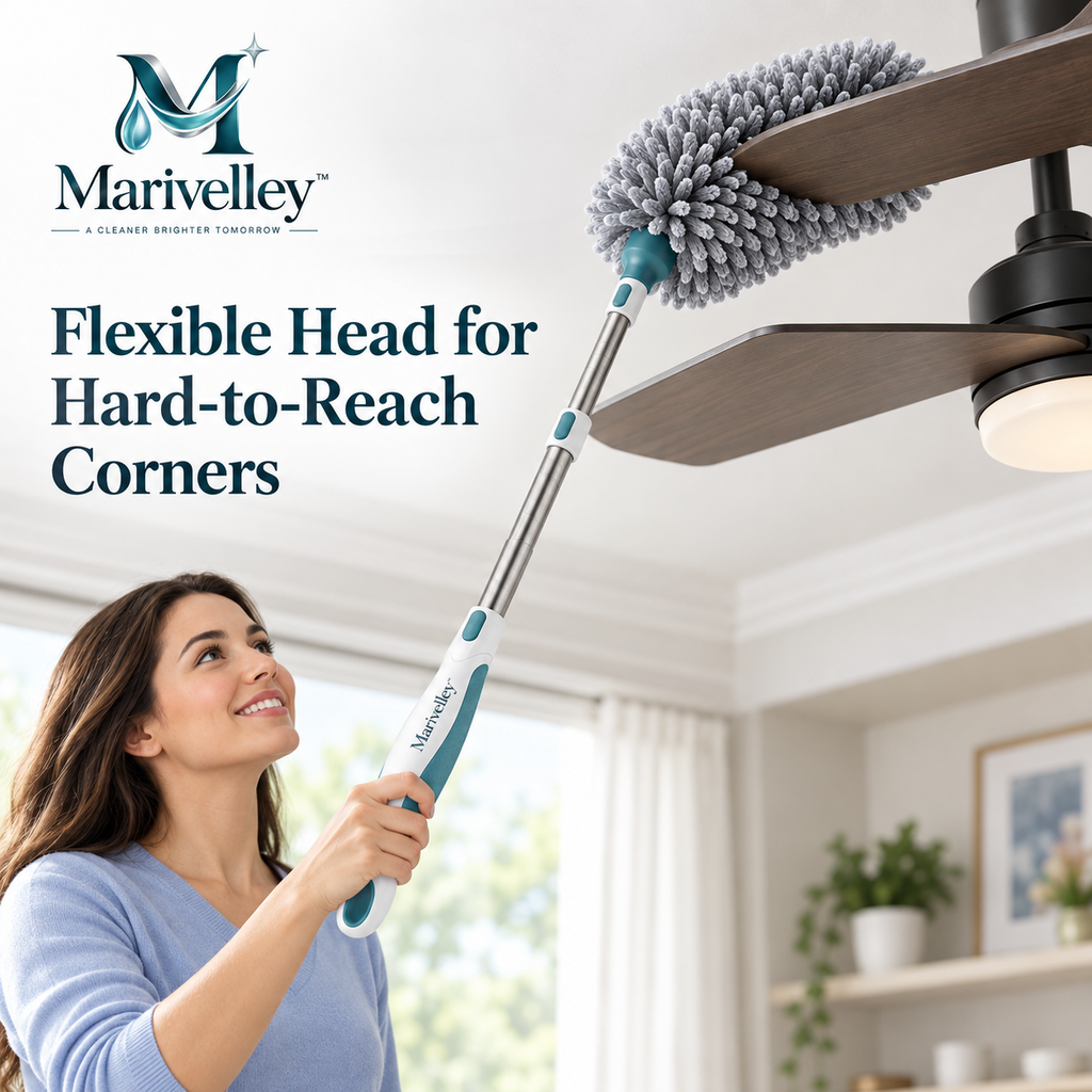 Marivelley™ ReachCloud Extendable Duster – Flexible Long-Reach Microfiber Dusting Wand for Ceilings, Fans, Furniture & Hard-to-Reach Spaces