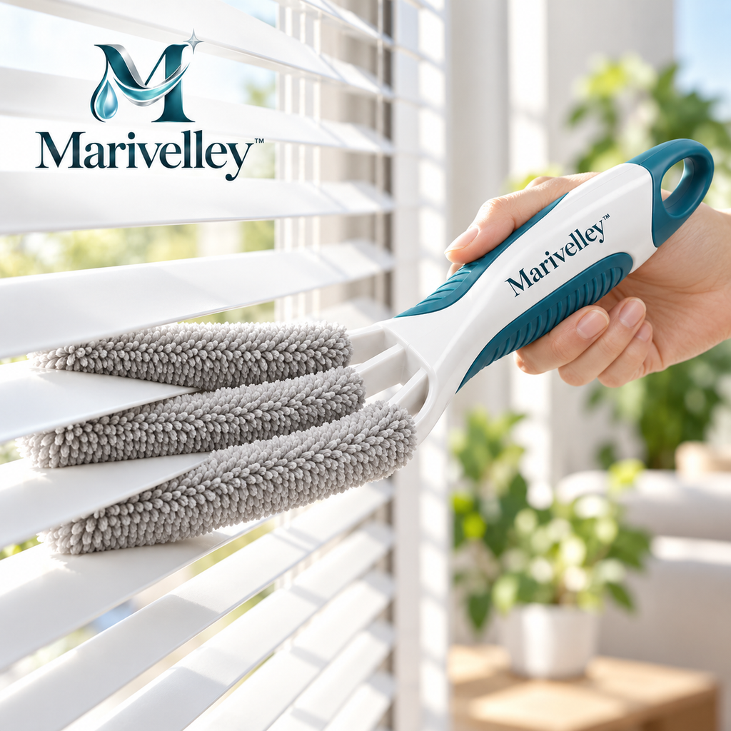 Marivelley™ Dual-Sided Blind Cleaning Brush – Multi-Slat Dusting Tool for Window Blinds, Shutters, Vents & Narrow Household Surfaces