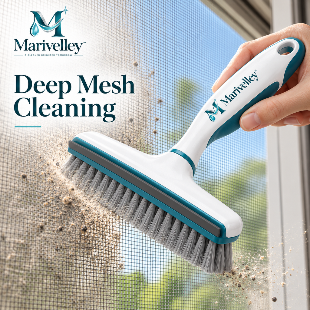 Marivelley™ ScreenSweep Window Screen Cleaning Brush – Dual-Sided Mesh Duster for Window Screens, Sliding Doors & Fine Dust Removal