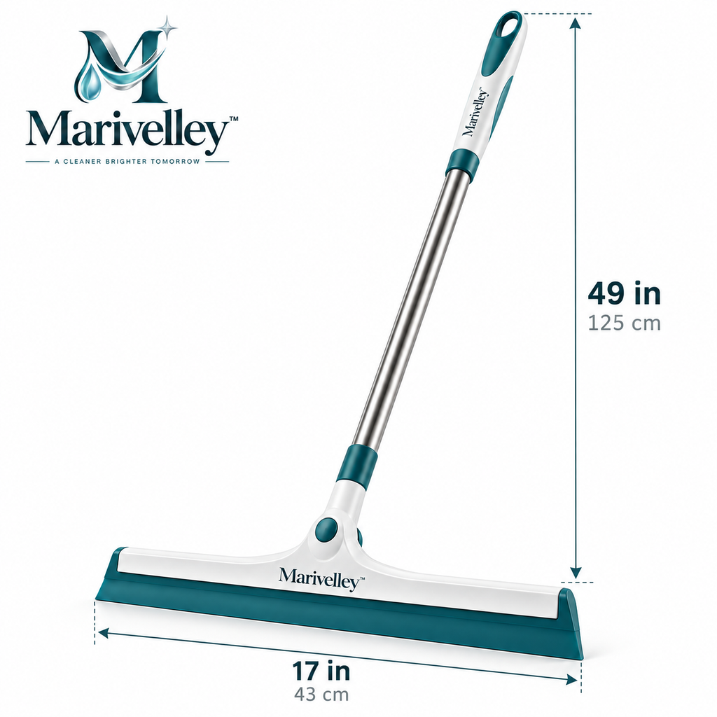 Marivelley™ PushDry Floor Squeegee – Wide-Blade Water Sweeper for Bathrooms, Garages, Patios & Hard Floors