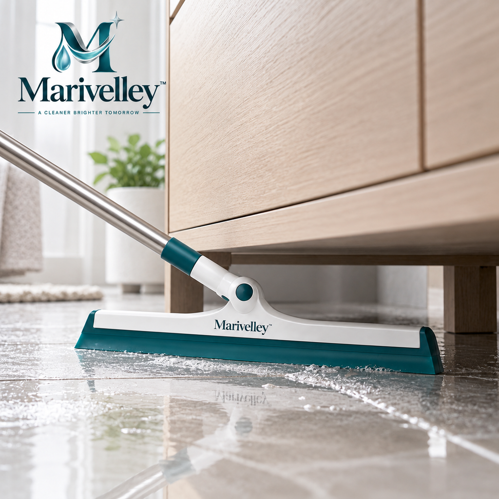 Marivelley™ PushDry Floor Squeegee – Wide-Blade Water Sweeper for Bathrooms, Garages, Patios & Hard Floors