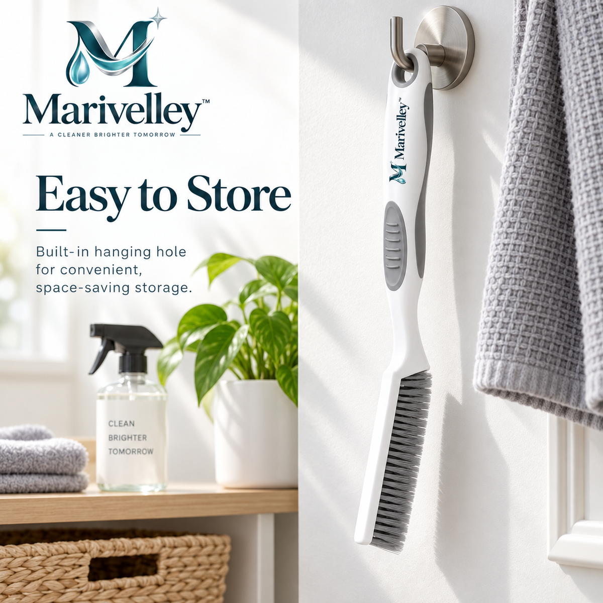 Marivelley™ EdgeReach Crevice Cleaning Brush – Ultra-Slim Detail Scrubber for Grout, Window Tracks, Sinks & Hard-to-Reach Gaps