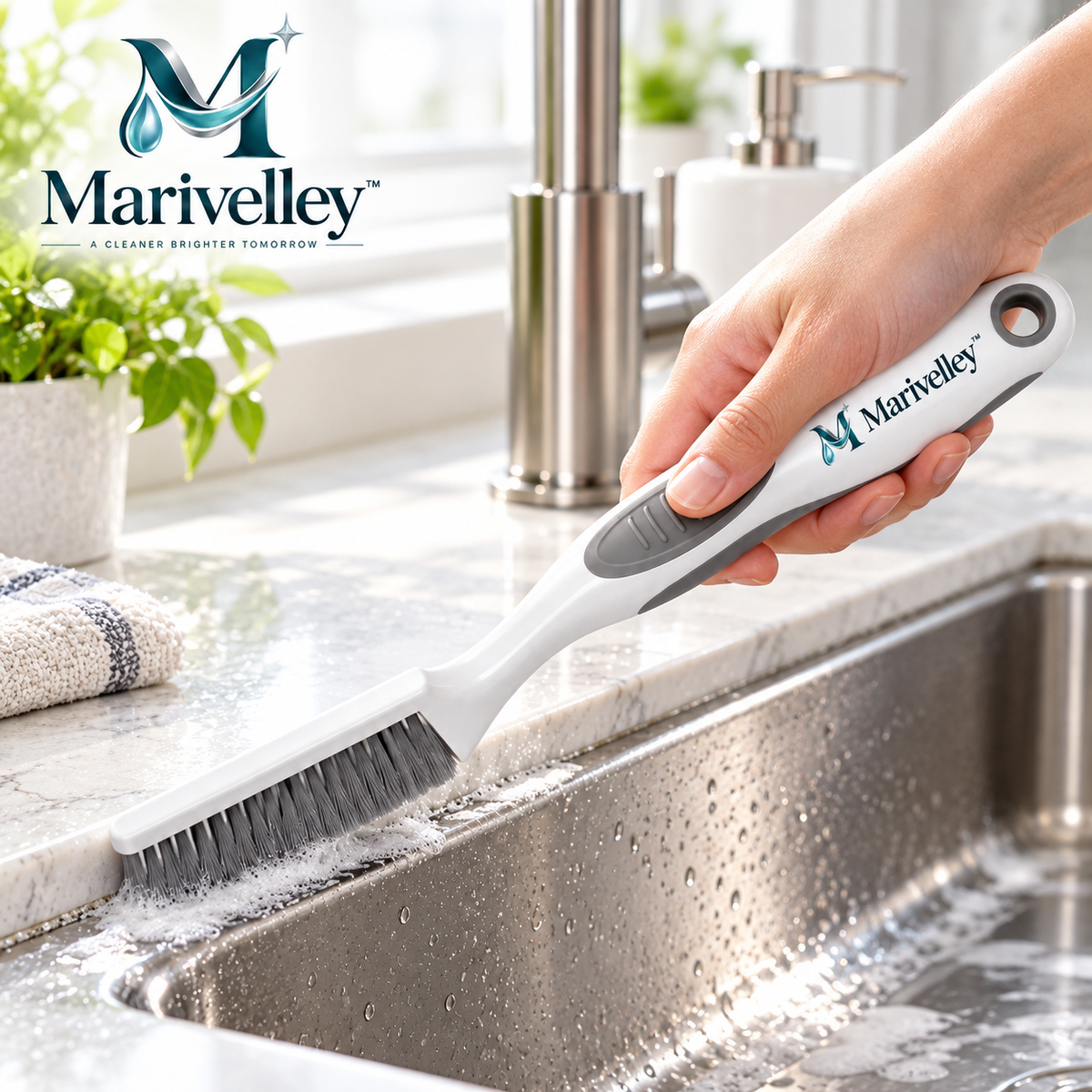 Marivelley™ EdgeReach Crevice Cleaning Brush – Ultra-Slim Detail Scrubber for Grout, Window Tracks, Sinks & Hard-to-Reach Gaps