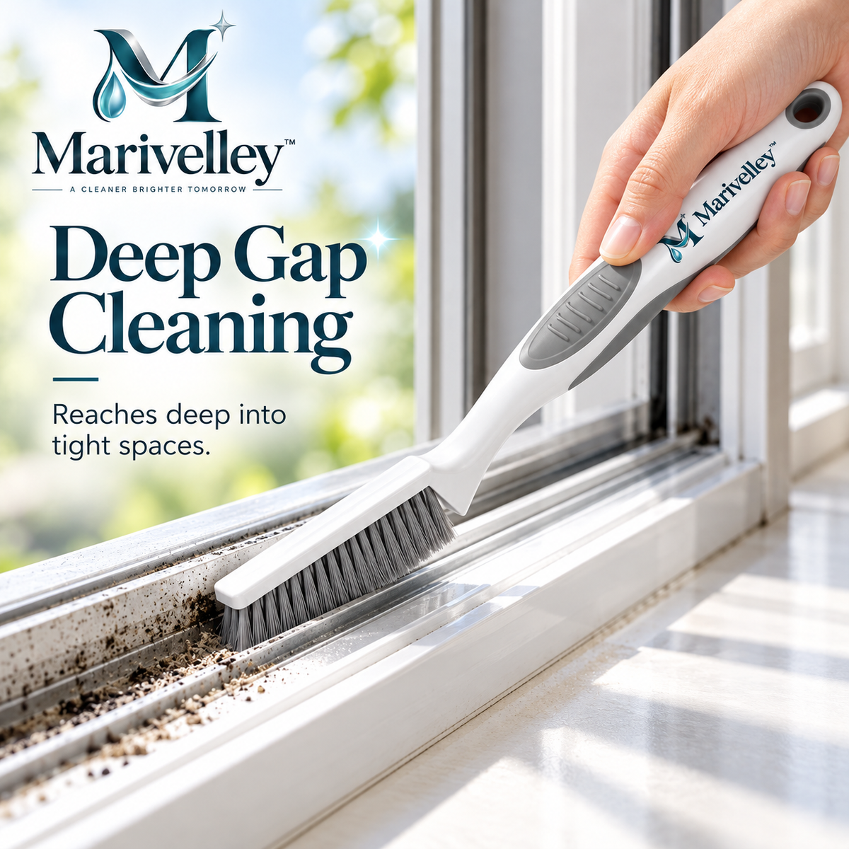 Marivelley™ EdgeReach Crevice Cleaning Brush – Ultra-Slim Detail Scrubber for Grout, Window Tracks, Sinks & Hard-to-Reach Gaps
