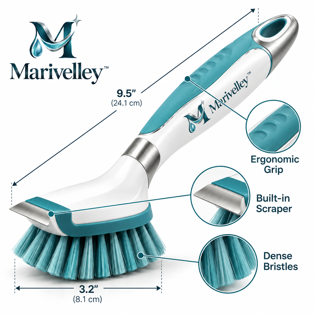 Marivelley™ HeatZone Stovetop Cleaning Brush – Heavy-Duty Kitchen Scrubber for Cooktops, Burners, Grates & Grease-Prone Surfaces