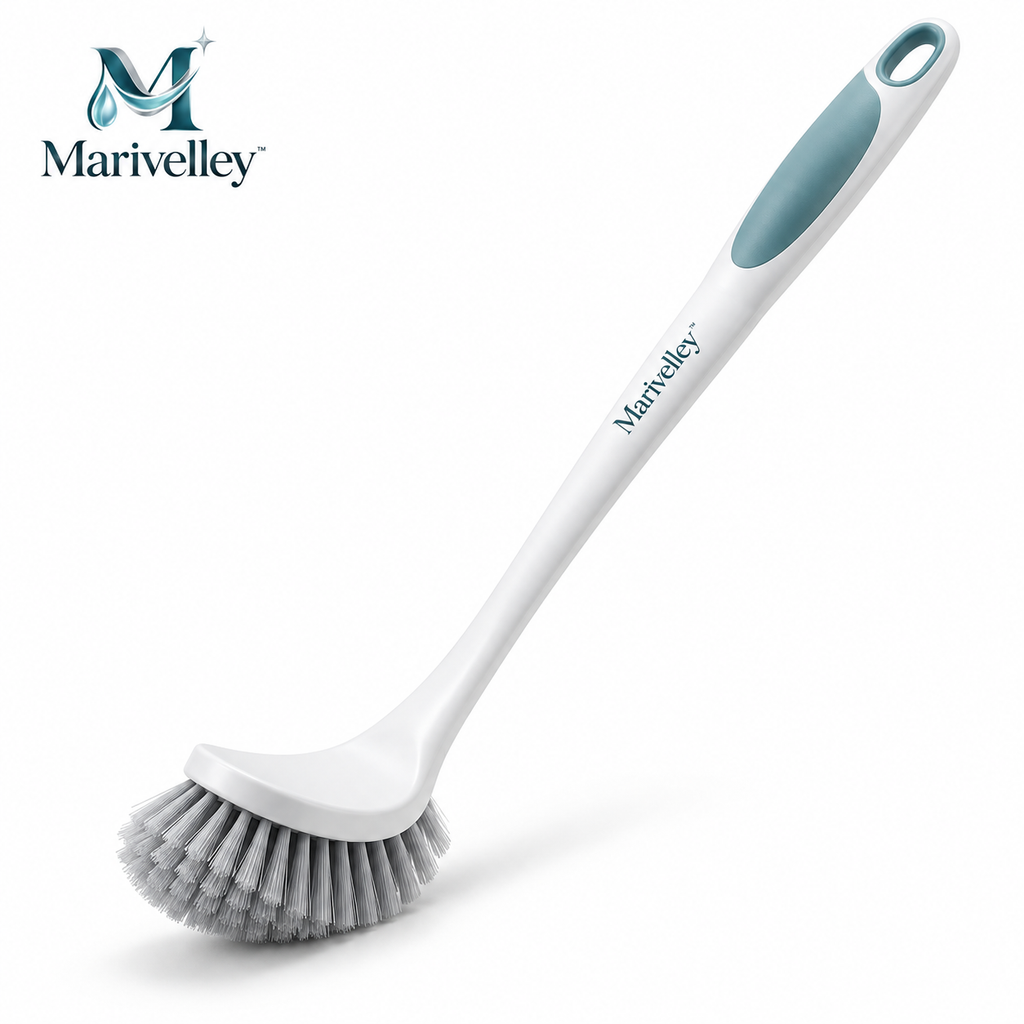 Marivelley™ ReachEase Long-Handle Bathroom Scrub Brush – Extendable Floor & Shower Cleaning Brush for Tile, Tub, Grout & Hard-to-Reach Areas