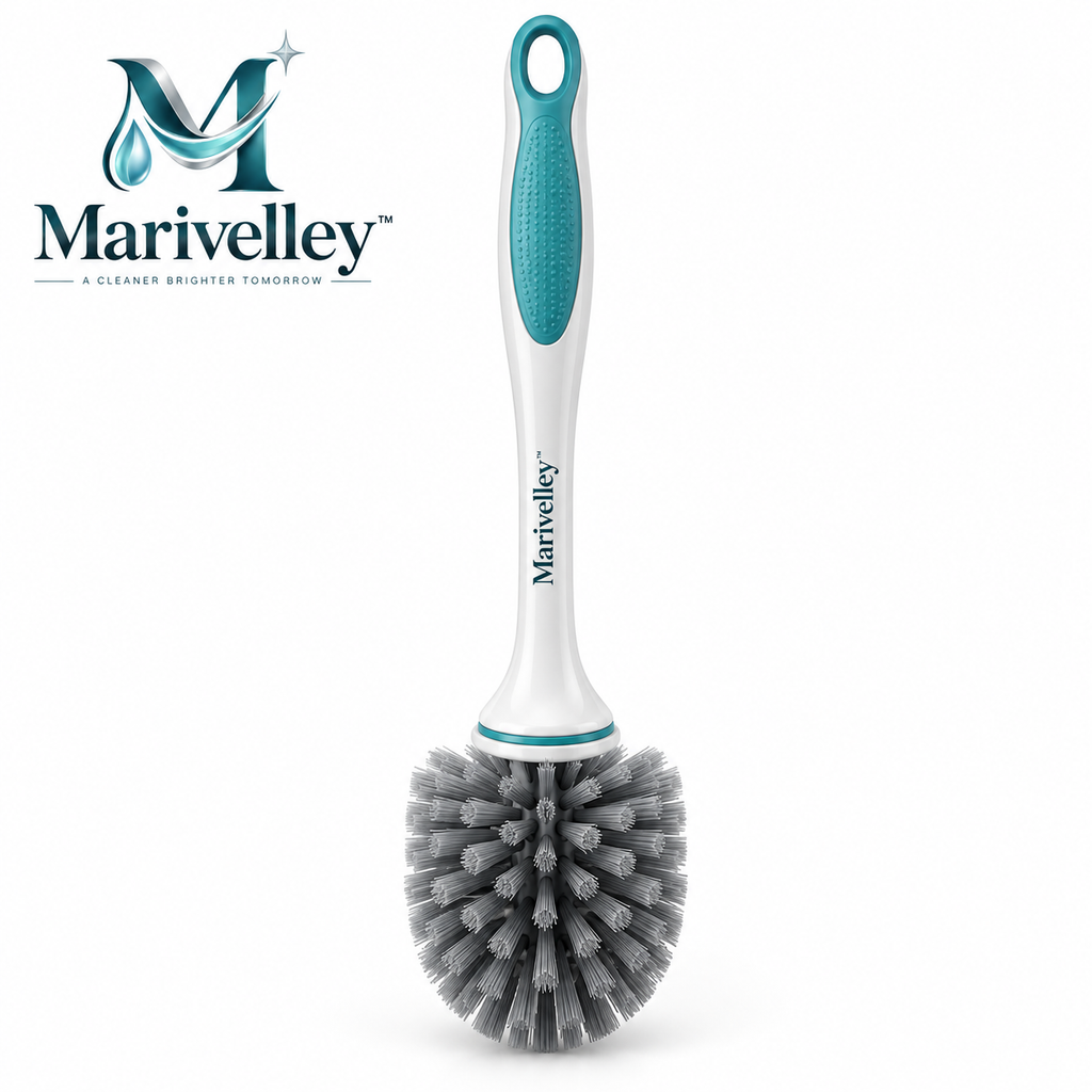 Marivelley™ DeepReach Toilet Cleaning Brush – Under-Rim Bowl Scrubber with Quick-Dry Holder for Everyday Bathroom Cleaning
