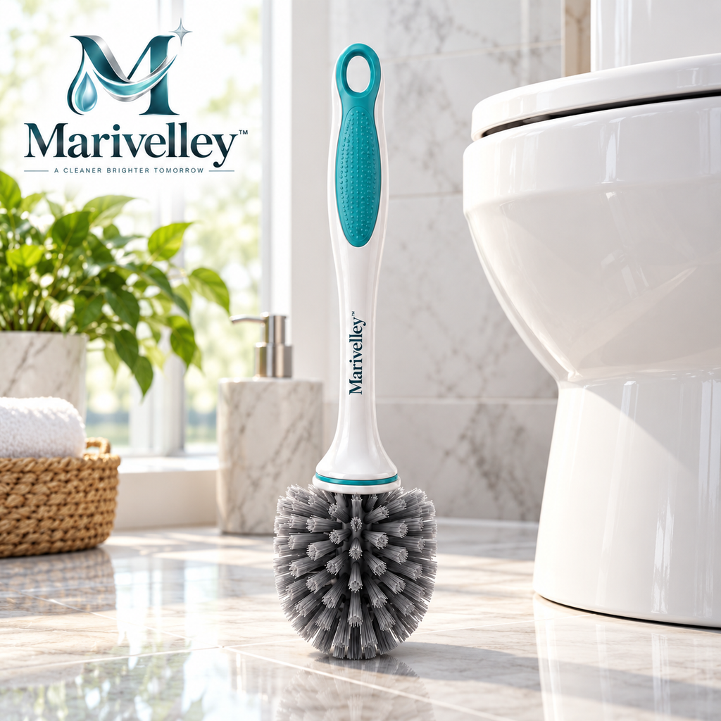 Marivelley™ DeepReach Toilet Cleaning Brush – Under-Rim Bowl Scrubber with Quick-Dry Holder for Everyday Bathroom Cleaning